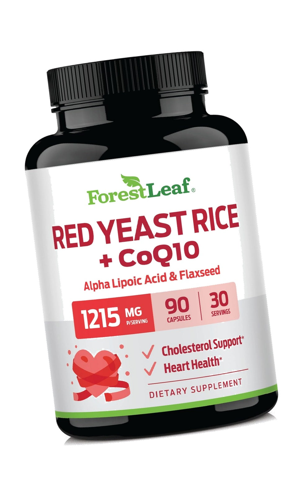 Red Yeast Rice 1215 mg. Capsules - Extra Strength Red Rice Yeast with CoQ10 Supplement, Plus Alpha Lipoic Acid & Organic Flaxseed, Citrinin Free, Supports Cardiovascular Health, Non-GMO 90 Veggie Caps