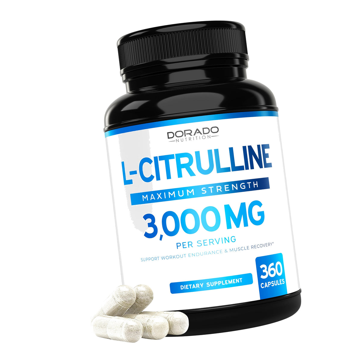 L Citrulline 3000mg Supplement (360 Capsules) Support L Arginine & Nitric Oxide Pills - L-Citrulline For Men & Women - Muscle Recovery & Pump Supplement - 3rd Party Tested, Vegan, Non-GMO - USA Made