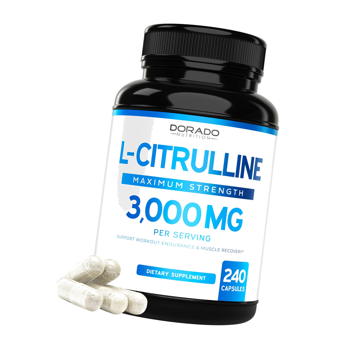 L Citrulline 3000mg Supplement (240 Capsules) Support L Arginine & Nitric Oxide Pills - L-Citrulline For Men & Women - Muscle Recovery & Pump Supplement - 3rd Party Tested, Vegan, Non-GMO - USA Made