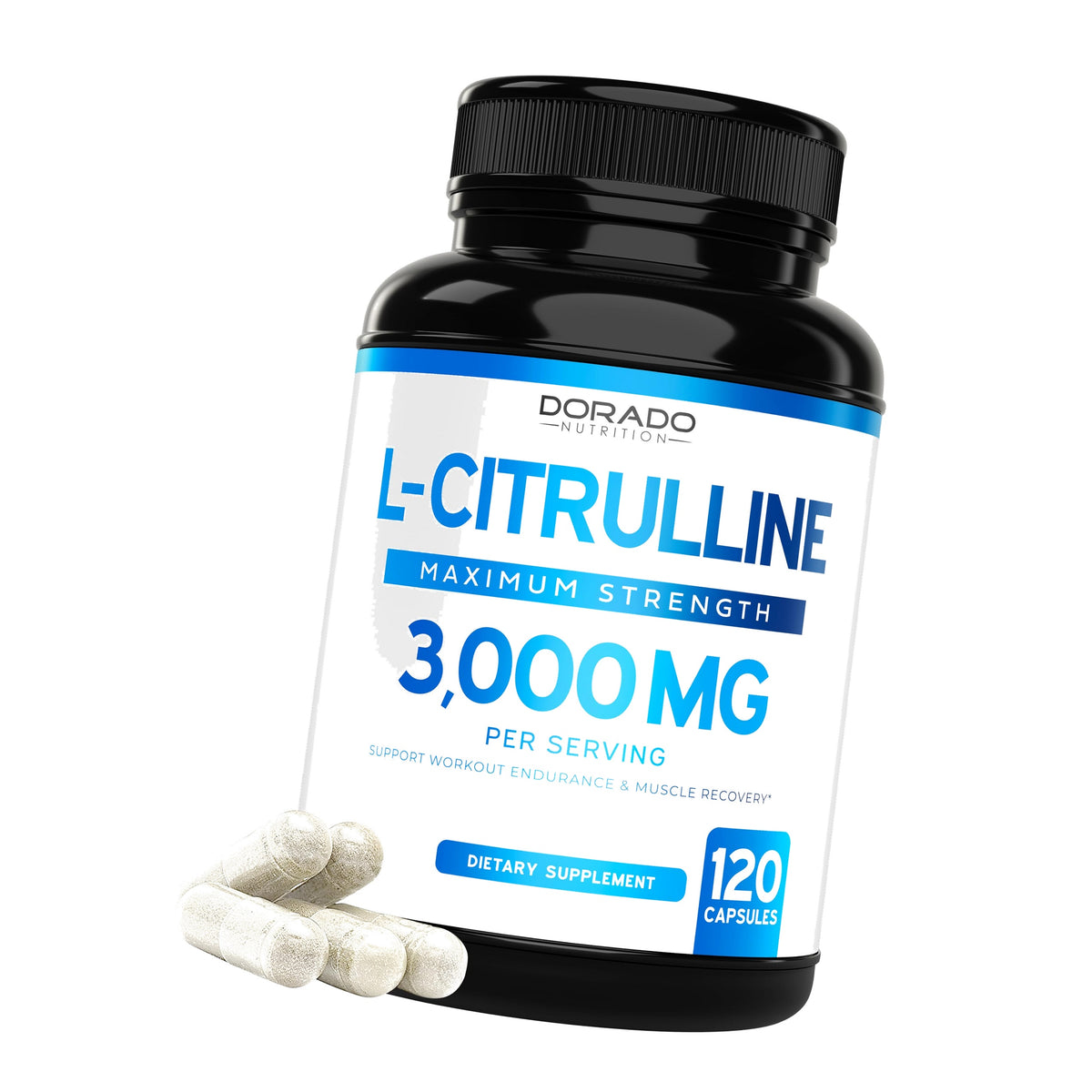 L Citrulline 3000mg Supplement (120 Capsules) Support L Arginine & Nitric Oxide Pills - L-Citrulline For Men & Women - Muscle Recovery & Pump Supplement - 3rd Party Tested, Vegan, Non-GMO - USA Made