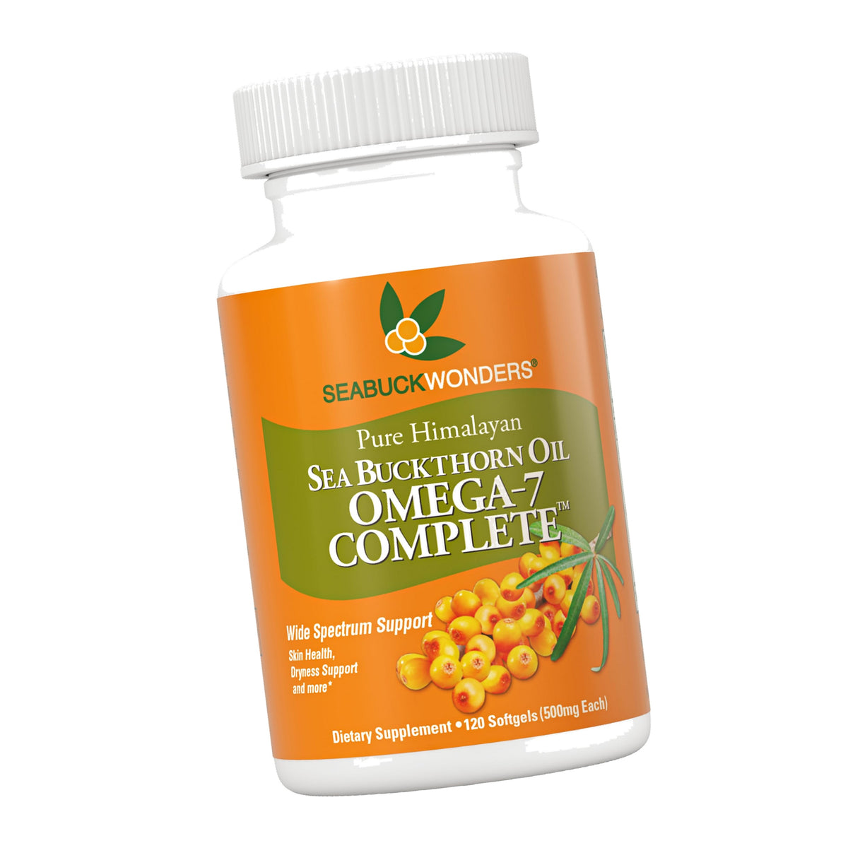 SEABUCKWONDERS Organic Sea Buckthorn Oil Omega-7 Complete, 120 Softgels
