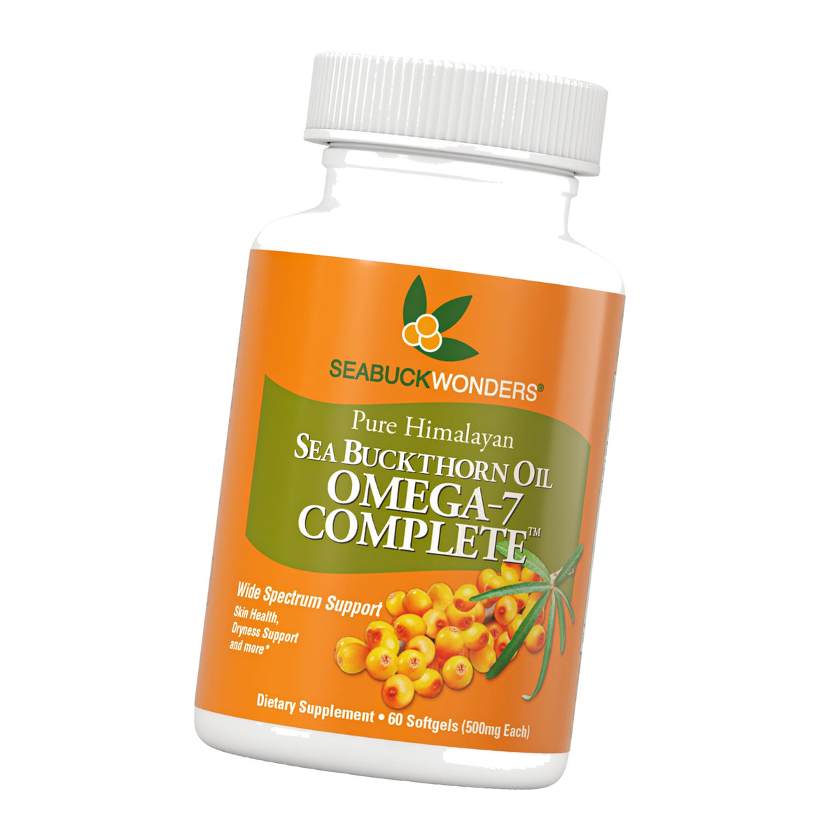 SEABUCKWONDERS Organic Sea Buckthorn Oil Omega-7 Complete, 60 Softgels