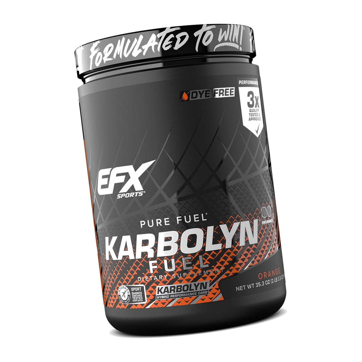 EFX Sports Karbolyn Fuel | Fast-Absorbing Carbohydrate Powder | Carb Load, Sustained Energy, Quick Recovery | Stimulant Free | 18 Servings (Orange)