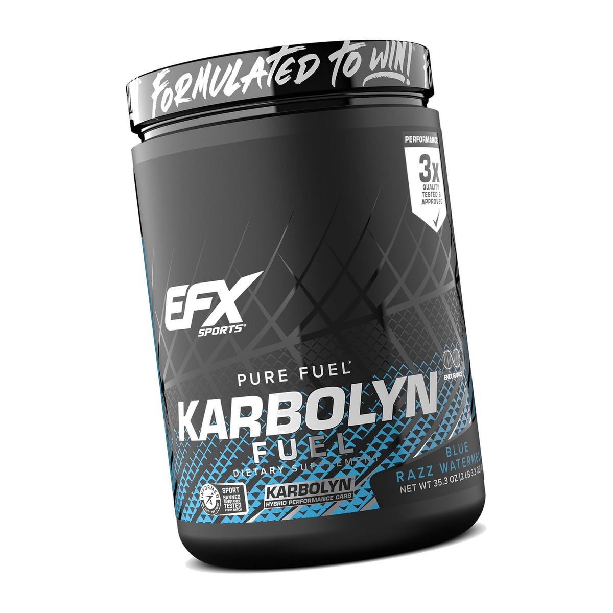 EFX Sports Karbolyn Fuel | Fast-Absorbing Carbohydrate Powder | Carb Load, Sustained Energy, Quick Recovery | Stimulant Free | 18 Servings (Blue Razz Watermelon)