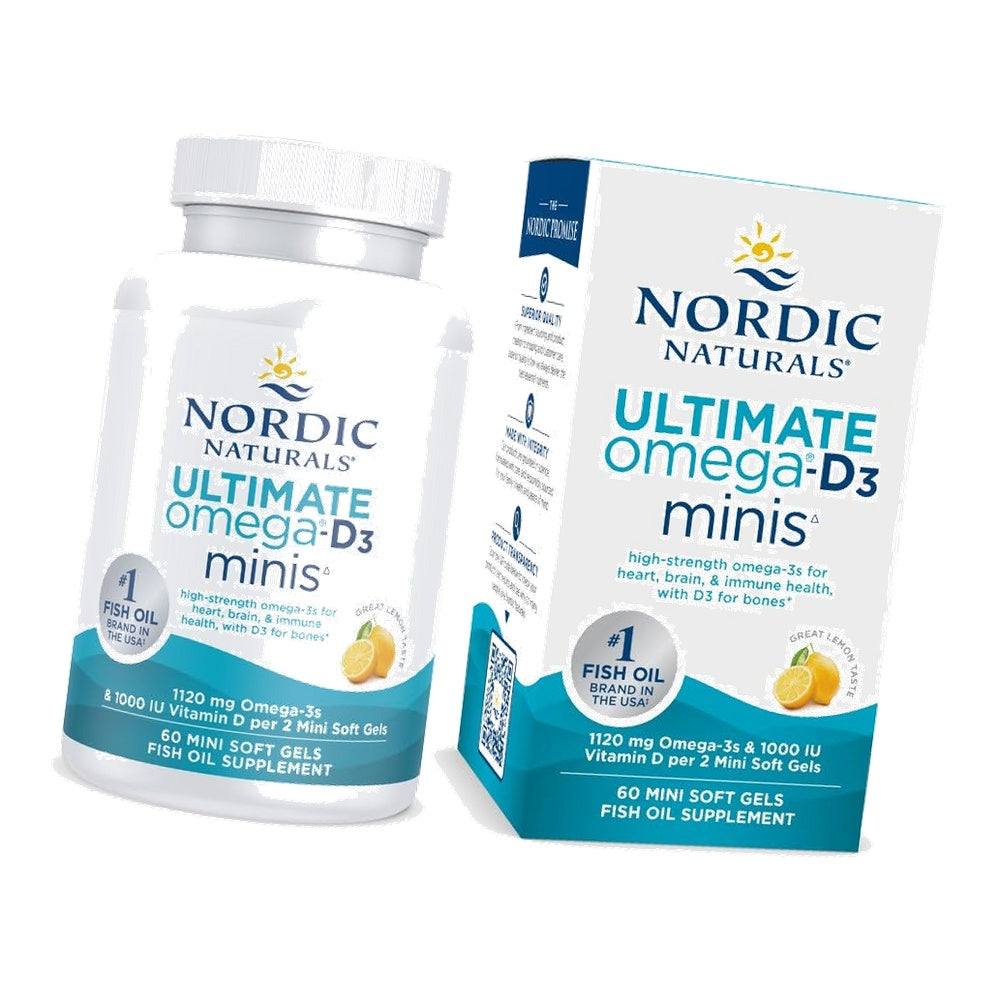 Nordic Naturals Ultimate Omega 2X Mini D3, 1120mg+1000IU, Lemon - 60 Count