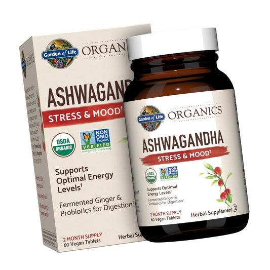 Garden of Life Organic Ashwagandha with Probiotics & Ginger, 60 Day Supply