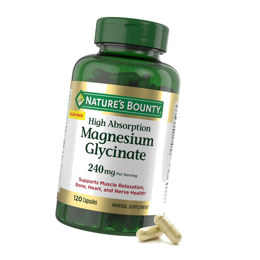 Nature’s Bounty High Absorption Magnesium Glycinate 240 mg Capsules, 120 ct