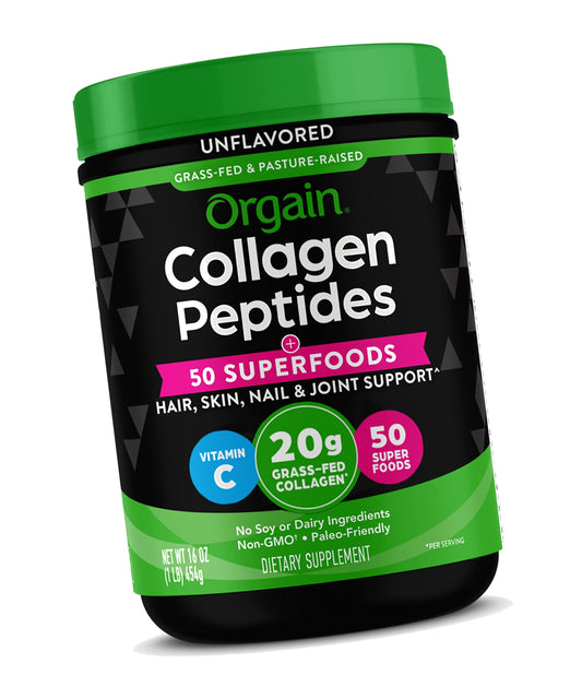 Orgain 20g Hydrolyzed Collagen Peptides + 50 Organic Superfoods Powder, 1lb