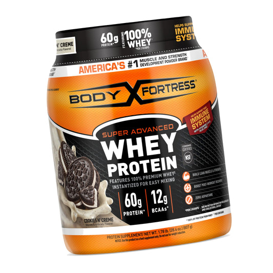 Body Fortress Super Advanced Whey Protein Powder, Cookies N Crème, 1.78 lbs