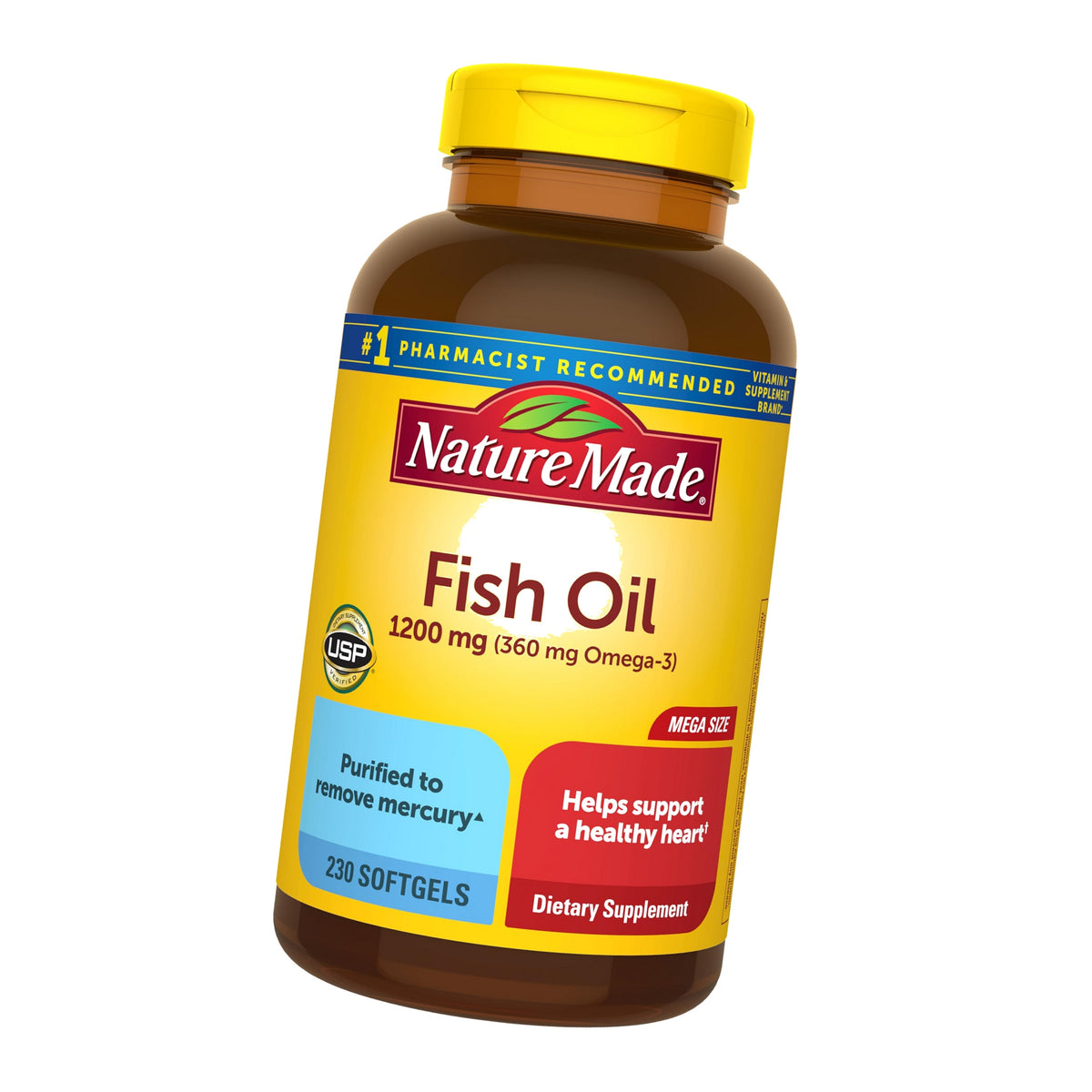 Nature Made Fish Oil Omega 3 Supplements, 1200 mg Softgels, 230 Softgels