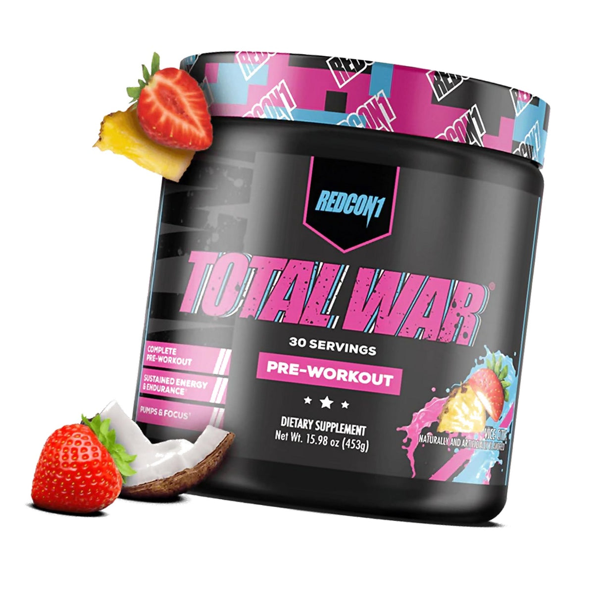 REDCON1 Total War Pre Workout Powder | Vice City | 320mg Caffeine + Citrulline Malate + Beta Alanine (30 Servings)