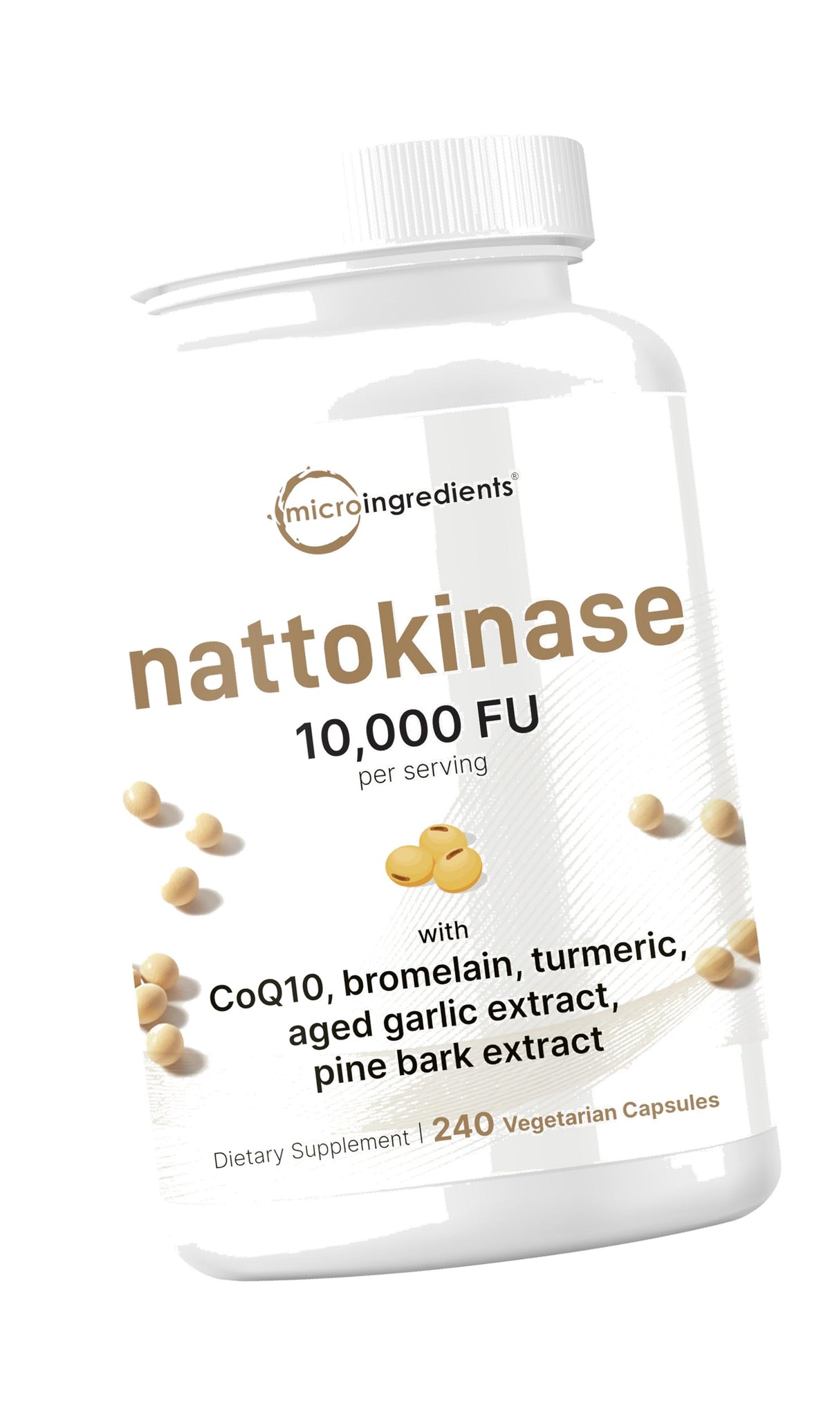 Micro Ingredients Nattokinase 10,000 FU Per Serving, 240 Veggie Capsules