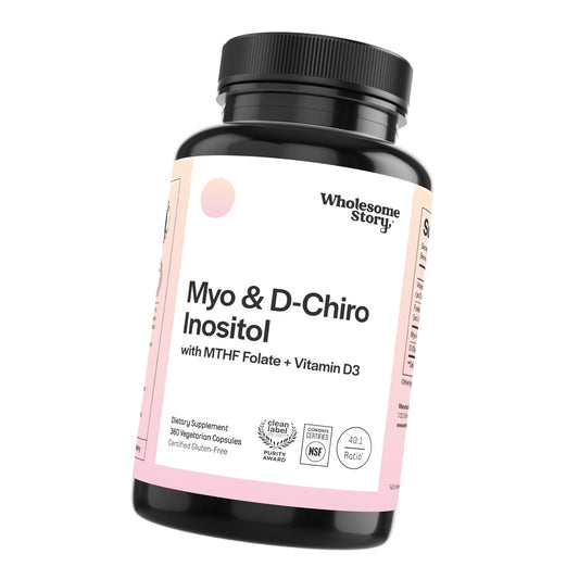 Myo-Inositol & D-Chiro Inositol Capsules with MTHF, Folate, Vitamin D | Support for Ovarian Function, Hormone Balance, & Homocysteine Levels | Fertility Supplements for Women | 360 Count 40:1 Ratio