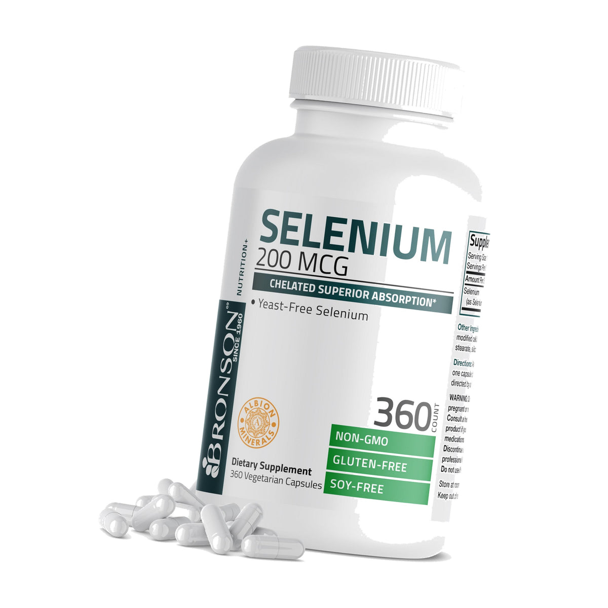 Bronson Selenium 200 mcg Albion Chelated Amino Acid Complex, 360 Capsules