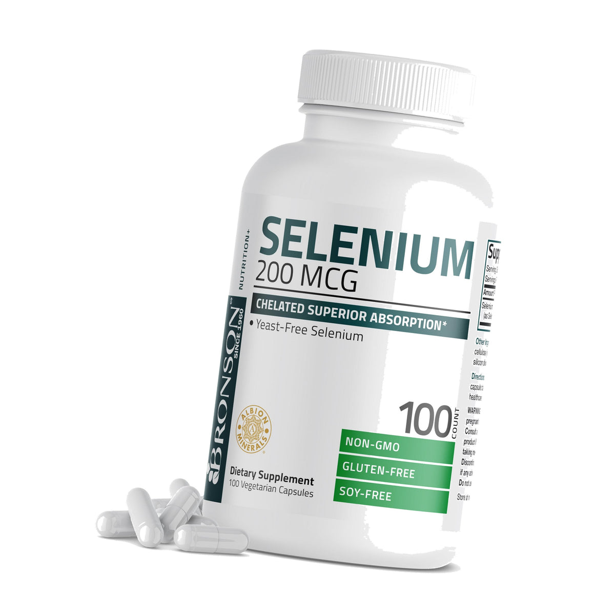 Bronson Selenium 200 mcg Albion Chelated Amino Acid Complex, 100 Capsules