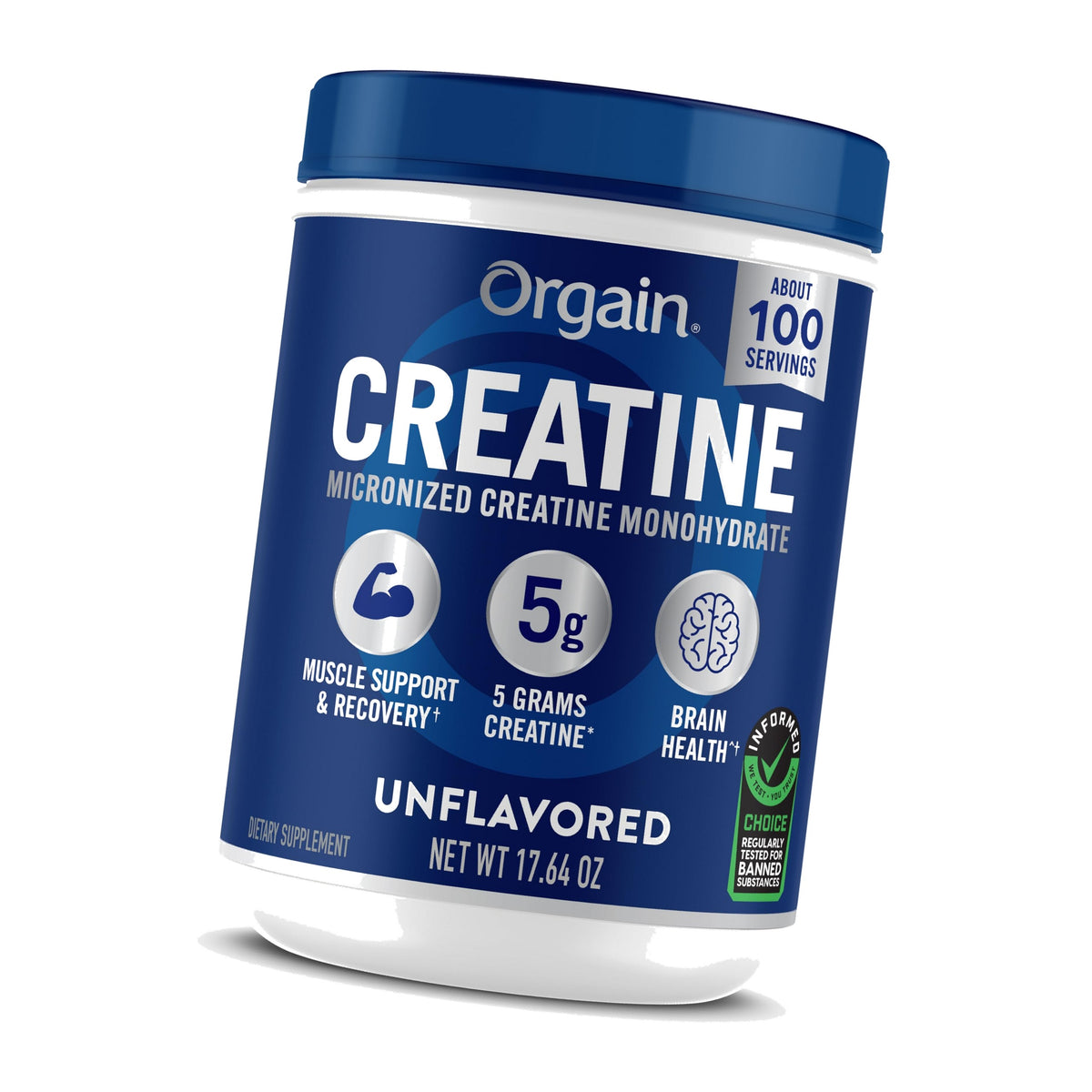 Orgain 5g Creatine Monohydrate Micronized Powder, Unflavored, 100 Servings