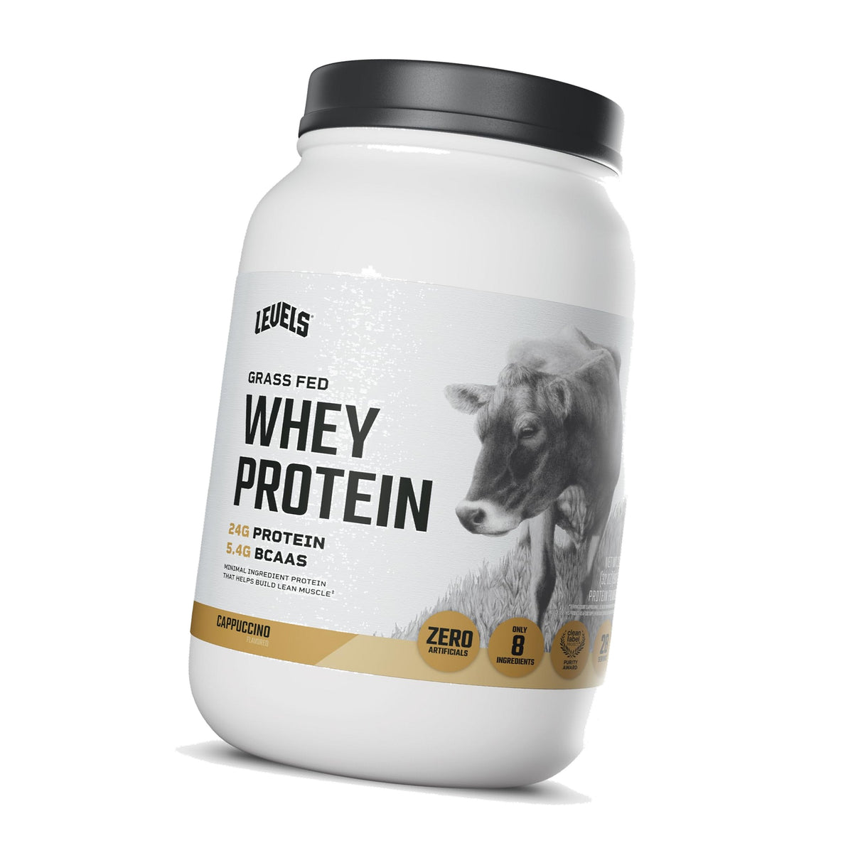 Levels Whey Protein Powder, No Artificial Ingredients, Cappuccino, 2LB
