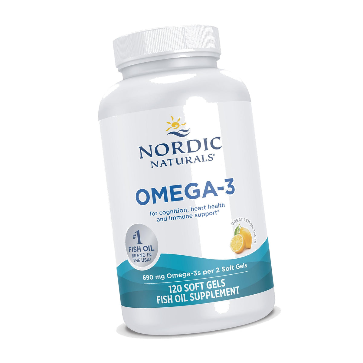 Nordic Naturals Omega-3, 690mg Fish Oil, EPA & DHA, Lemon - 120 Count