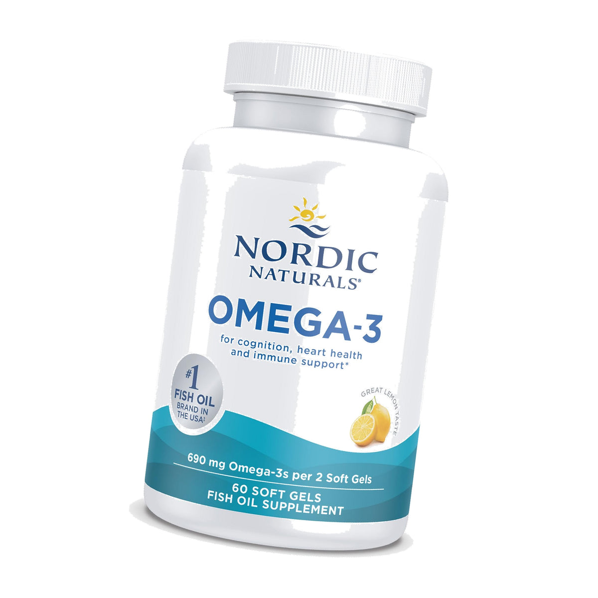 Nordic Naturals Omega-3, 690mg Fish Oil, EPA & DHA, Lemon, 60 Count