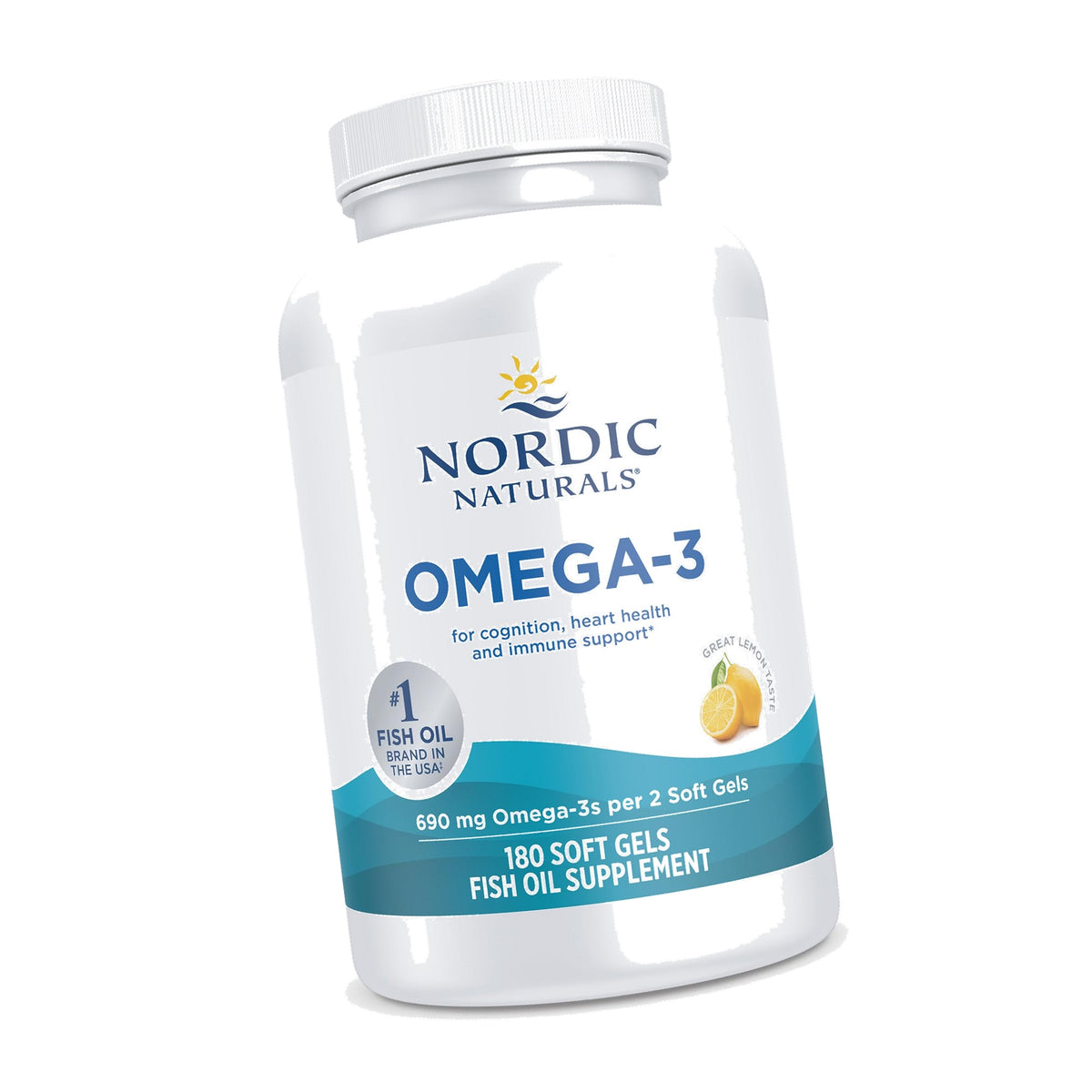 Nordic Naturals Omega-3, 690mg Fish Oil, EPA & DHA, Lemon - 180 Count