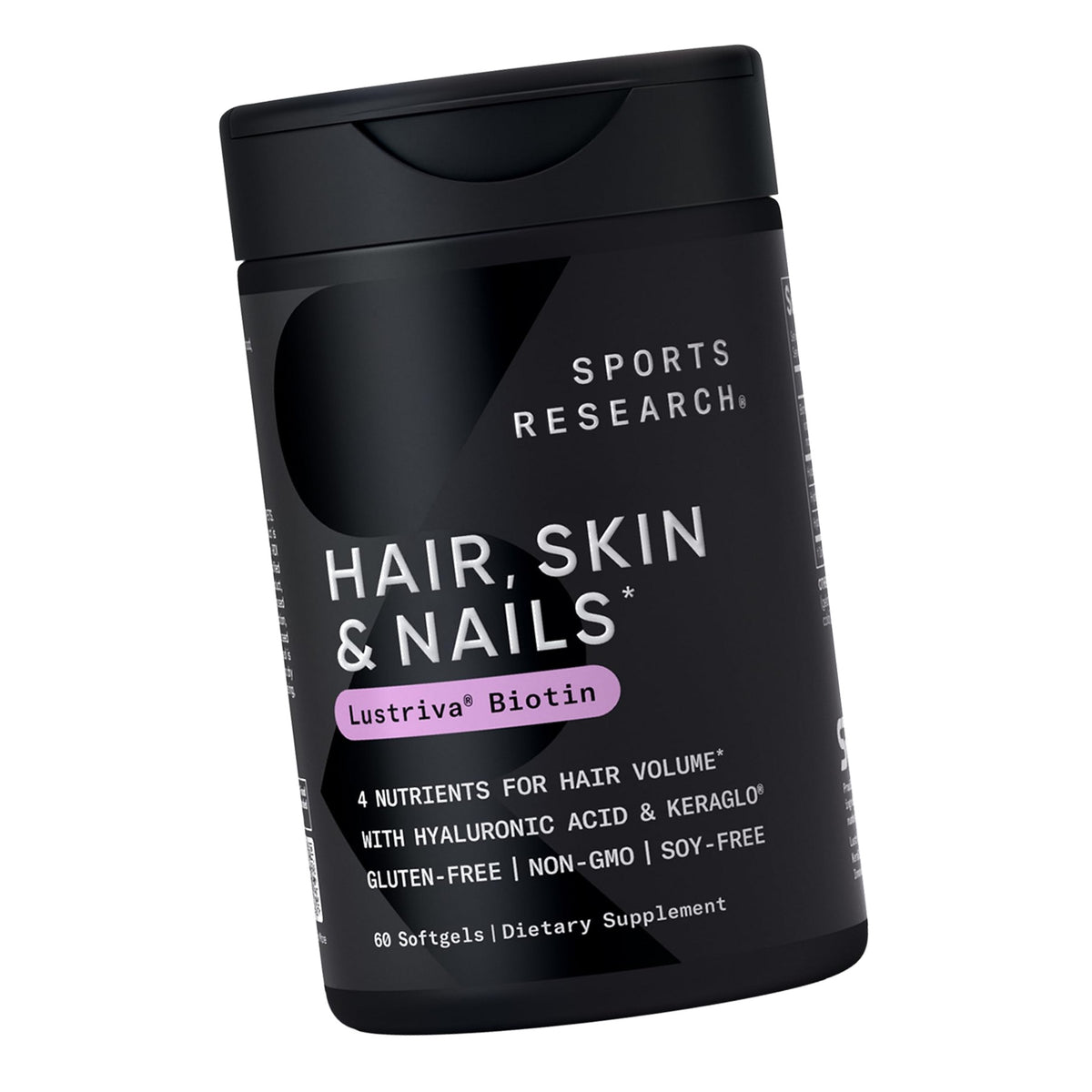 Sports Research® Hair, Skin & Nails w/Lustriva® Biotin, 60 Softgels