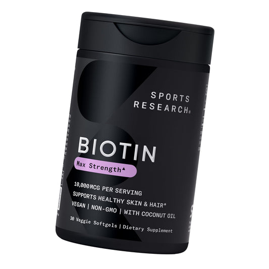 Sports Research® Biotin 10,000mcg w/Coconut Oil, 30 Count Plantgels™