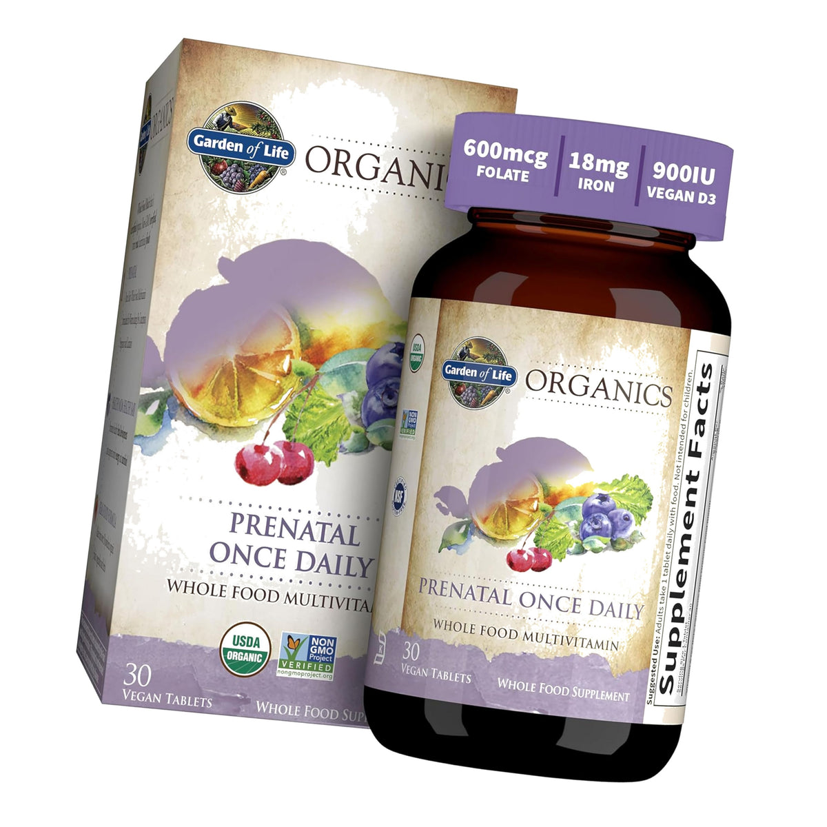Garden of Life Organics Prenatal Once Daily Multivitamin, 30 Tablets