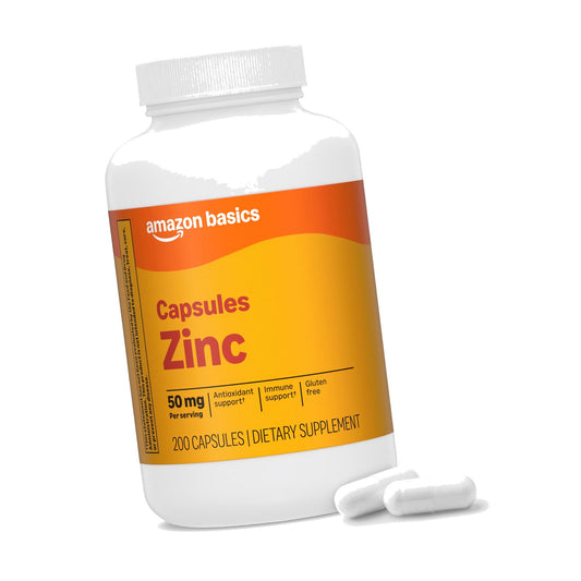 Amazon Basics Zinc Capsules, 50 mg, 200 Count