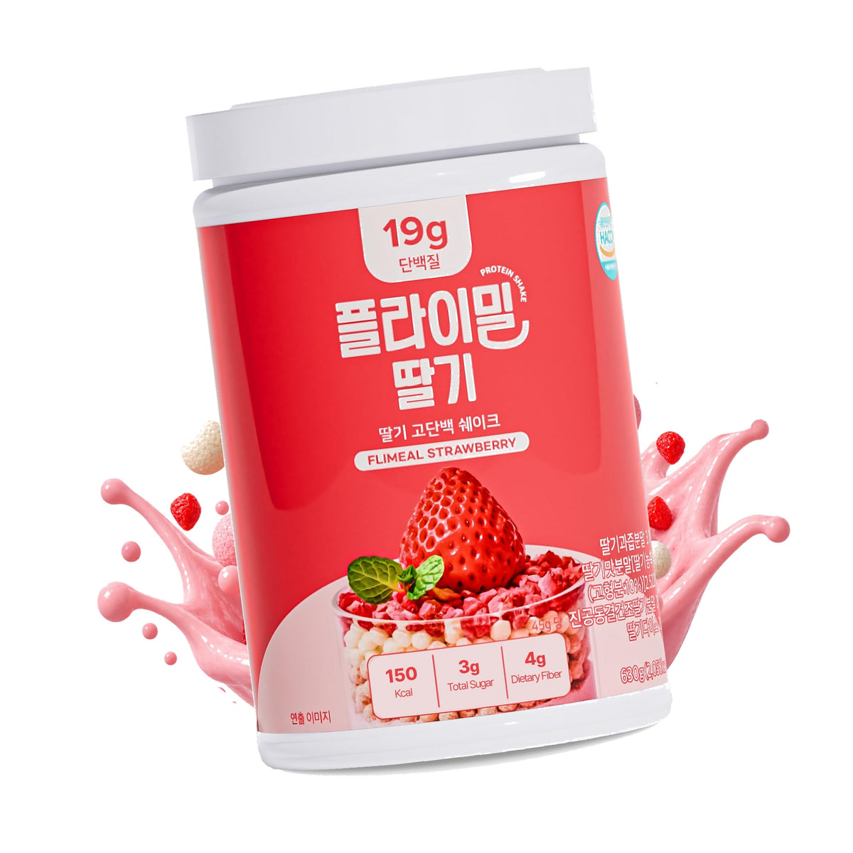 Flimeal Strawberry Protein Shake, With Crunchy Balls, 19g Protein, Low Sugar, Keto-Friendly Korean Meal Replacement Shake (14 Servings, 22.22oz)