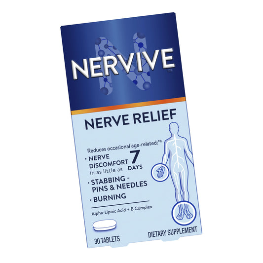Nervive Nerve Relief, Occasional Nerve Discomfort II, Nerve Relief, Starts Working in 7 Days, Stabbing, Burning, Alpha Lipoic Acid, B Vitamins, Turmeric, Ginger, Nervive Supplement, 30 Tablets