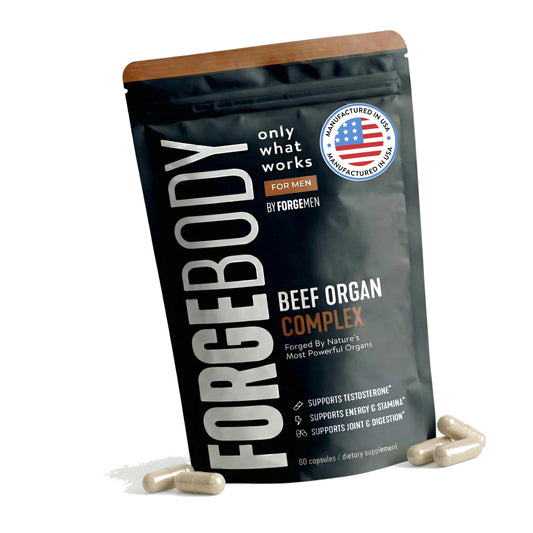 Forgebody Beef Liver & Organ Complex Supplement, Grass-Fed Liver, Heart, Bone Marrow, Pancreas, Testicles Ancestral Nutrition for Athletes and Active Men, Supports Energy + Recovery + Brain, 1 Month