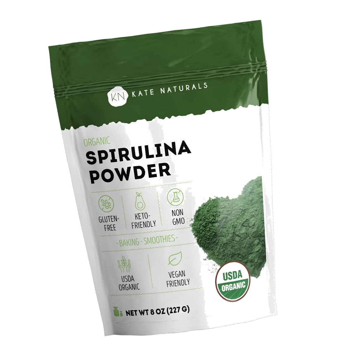 Kate Naturals Organic Spirulina Powder, Nutrient Dense Superfood (8oz)
