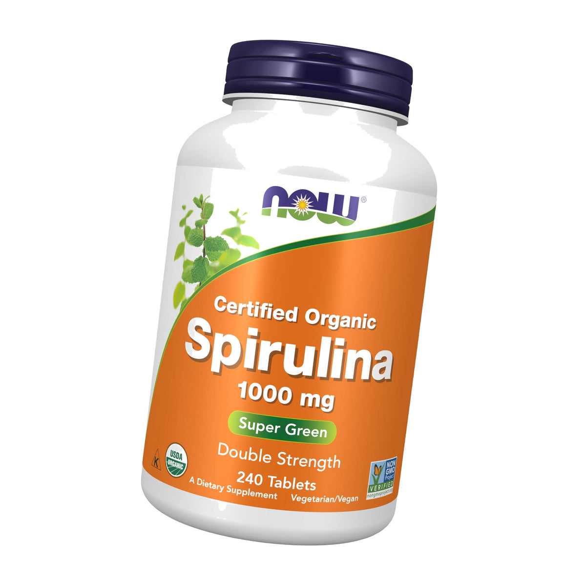 Now Supplements, Organic, Spirulina 1,000 mg, Double Strength, 240 Tabs