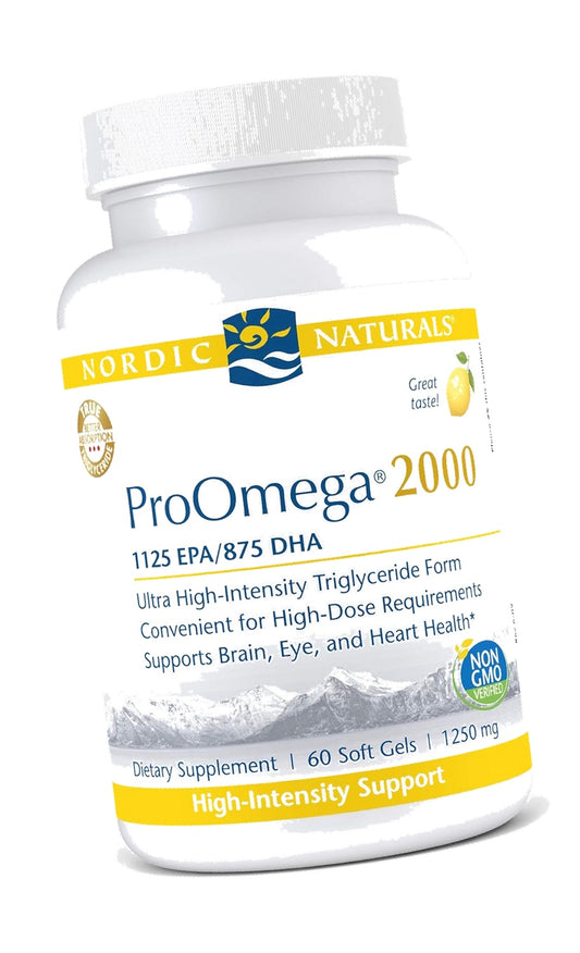 Nordic Naturals ProOmega 2000, Lemon Flavor - 2150 mg Omega-3 - 60 Soft Gels - Ultra High-Potency Fish Oil - EPA & DHA - Promotes Brain, Eye, Heart, & Immune Health - Non-GMO - 30 Servings