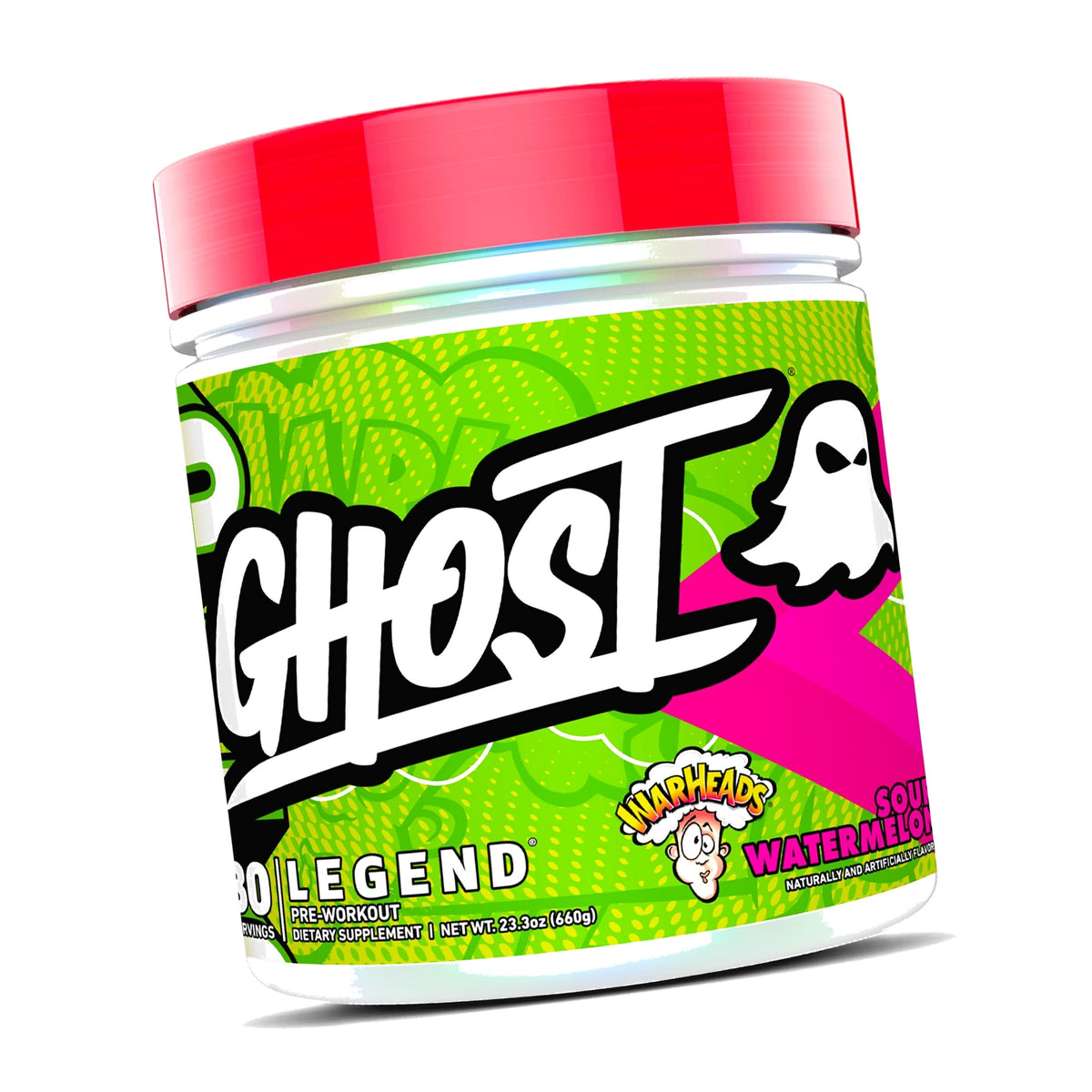 GHOST Legend Pre-Workout Powder, Warheads Sour Watermelon, 30 Servings