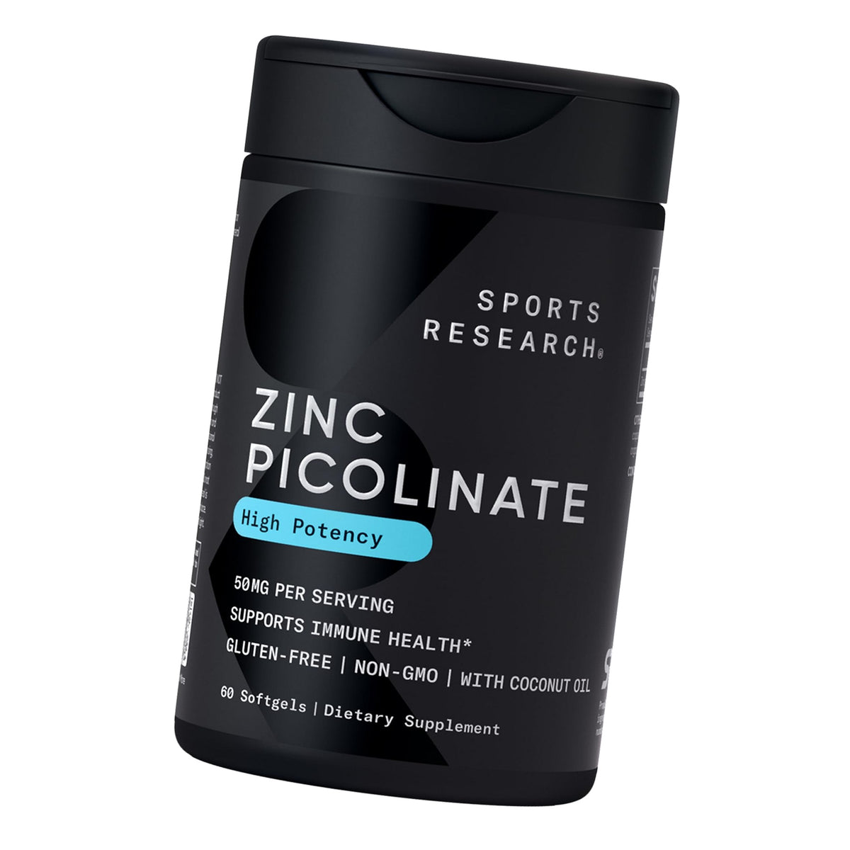 Sports Research® Zinc Picolinate 50mg w/Organic Coconut Oil, 60 Softgels
