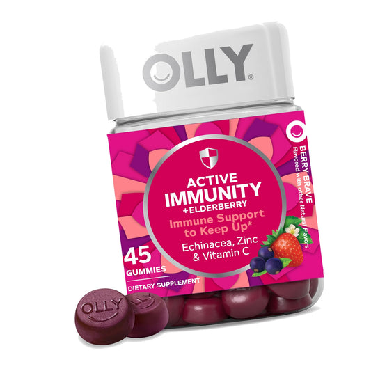 Olly Gummy Active Immunity+Elderberry, 45 Gummies (1 Pack), Berry Flavor