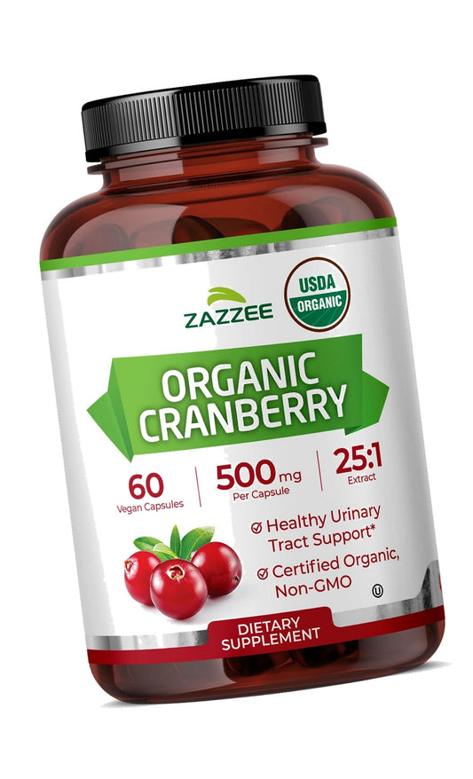 Zazzee USDA Organic Cranberry 25:1 Extract, 500 mg per Capsule, 60 Capsules