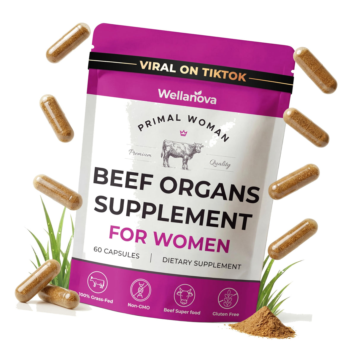 Primal Beef Organ Supplement for Women, Grass-Fed Ancestral Superfood