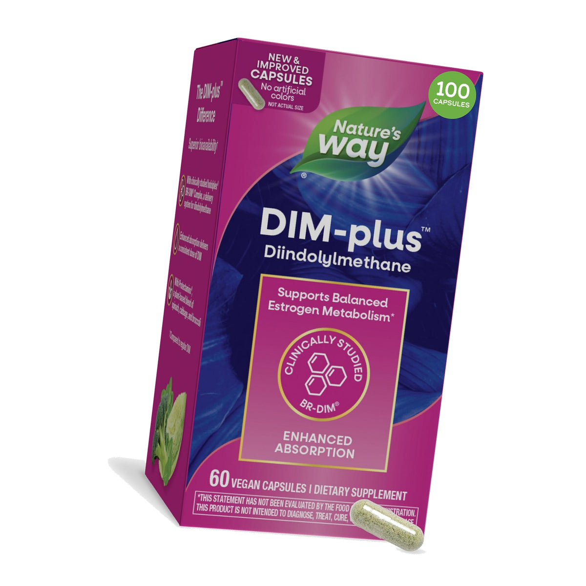 Nature's Way DIM-Plus DIM Supplement, BR-Diindolylmethane 100 mg, 60 ct