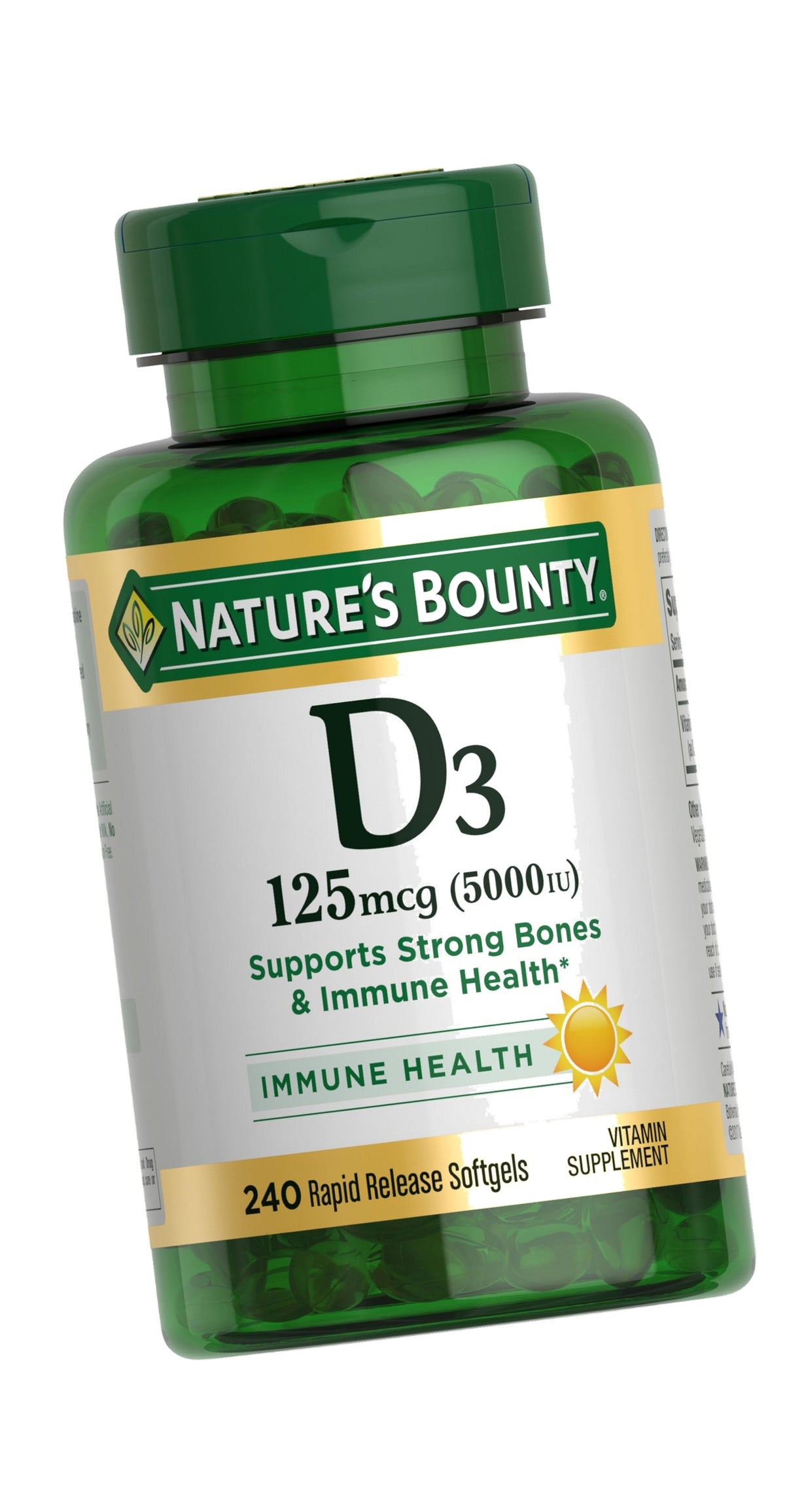 Nature's Bounty Vitamin D3 5000 IU Softgels, 240 Count
