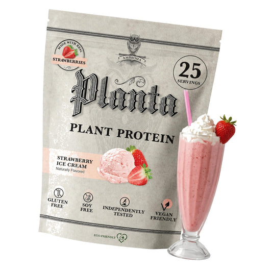 Ambrosia Plant Based Protein Powder 20g | Clean Vegan Pea Protein Powder | Gluten & Dairy Free, Keto Friendly, No Added Sugar | 25 Servings | Strawberry Ice Cream