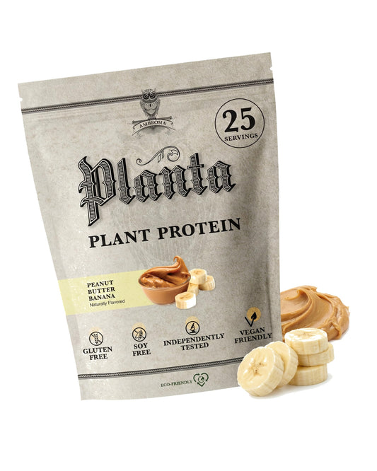 Ambrosia Plant Based Protein Powder 20g | Clean Vegan Pea Protein Powder | Gluten & Dairy Free, Keto Friendly, No Added Sugar | 25 Servings | Peanut Butter Banana