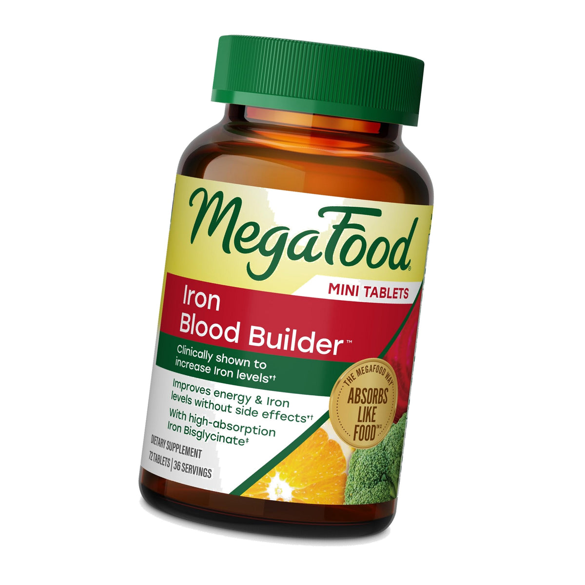 MegaFood Blood Builder Iron Supplement, Energy Support, 72 Mini Tablets