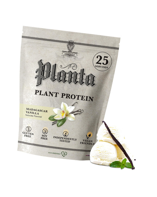 Ambrosia Plant Based Protein Powder 20g | Clean Vegan Pea Protein Powder | Gluten & Dairy Free, Keto Friendly, No Added Sugar | 25 Servings | Vanilla