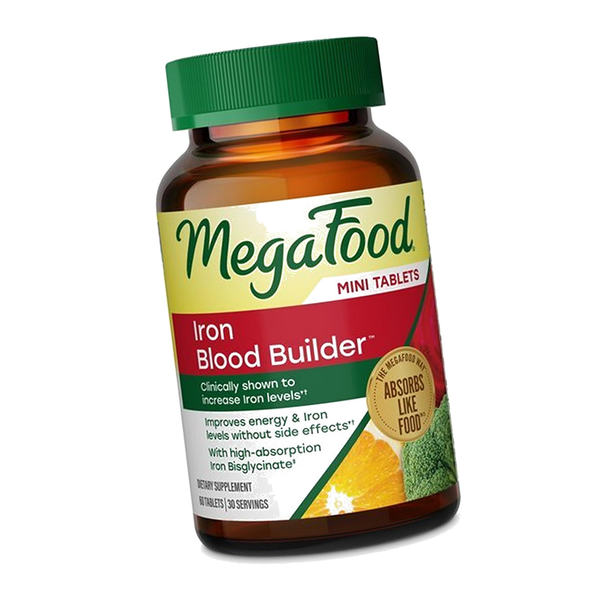 MegaFood Blood Builder Iron Supplement, Energy Support, 60 Mini Tablets