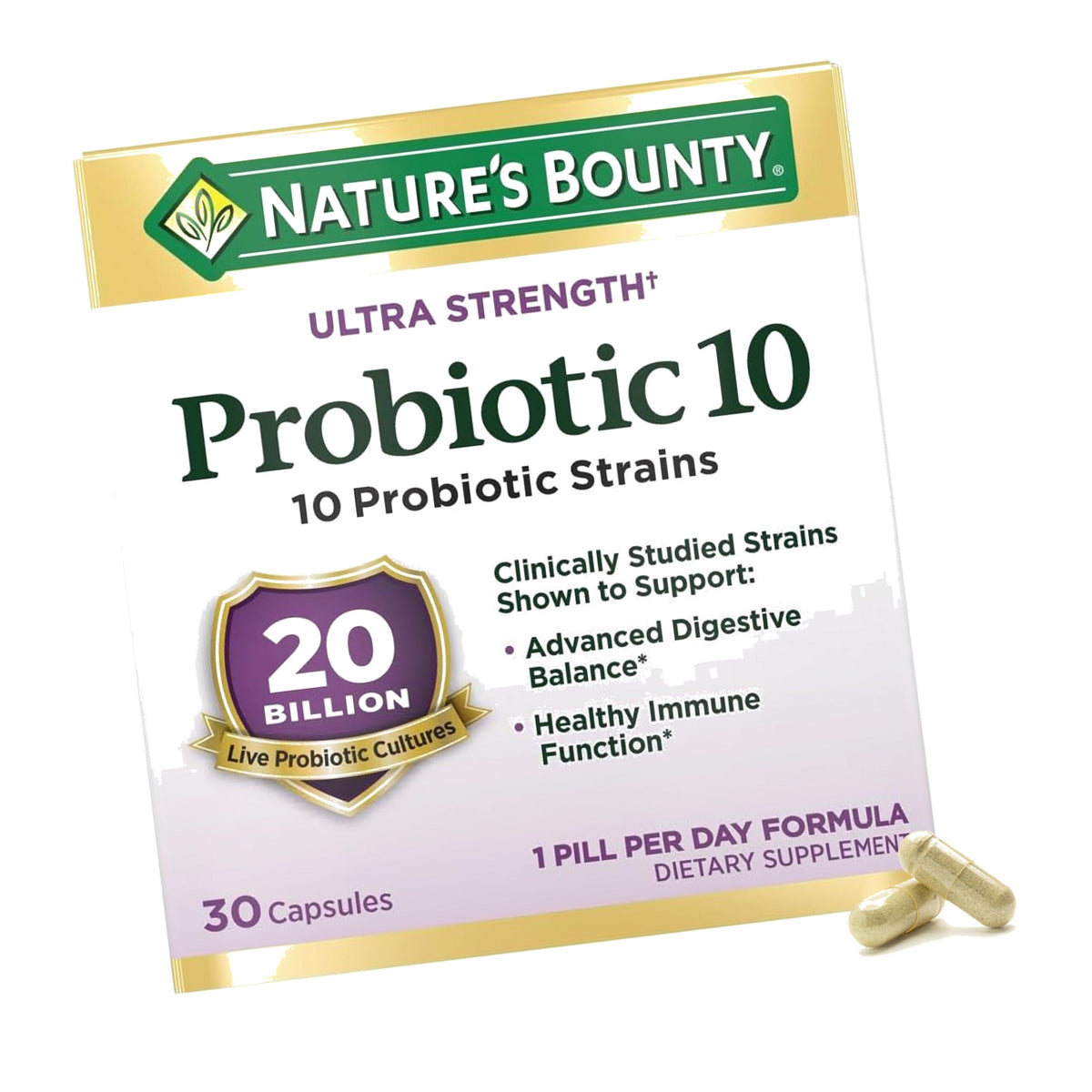 Nature's Bounty Probiotic 10 Daily Probiotic Supplement, 30 Capsules