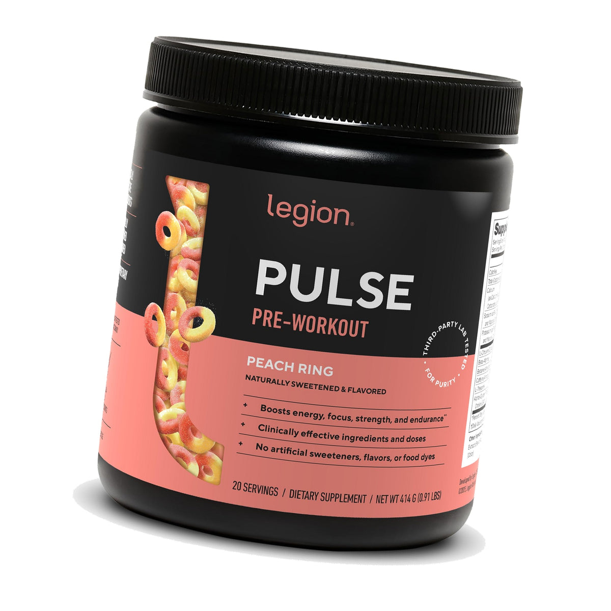 Legion Pulse Pre-Workout, 350mg Caffeine, Nitric Oxide, Peach