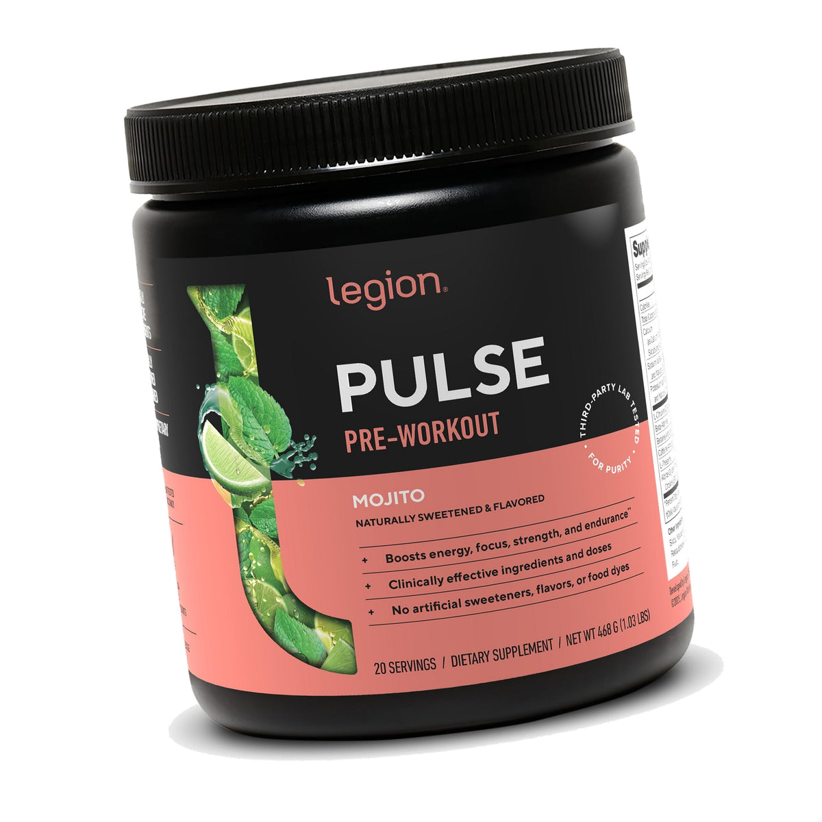 Legion Pulse Pre Workout Beta Alanine Alpha GPC Nitric Oxide, Mojito