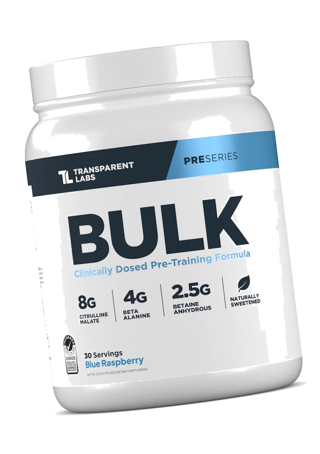 Transparent Labs Bulk Pre Workout Powder - 30 Servings, Blue Raspberry